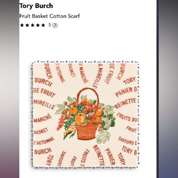 Tory Burch Accessories - Tory Burch Fruit Basket Printed scarf in Red, Orange & Green